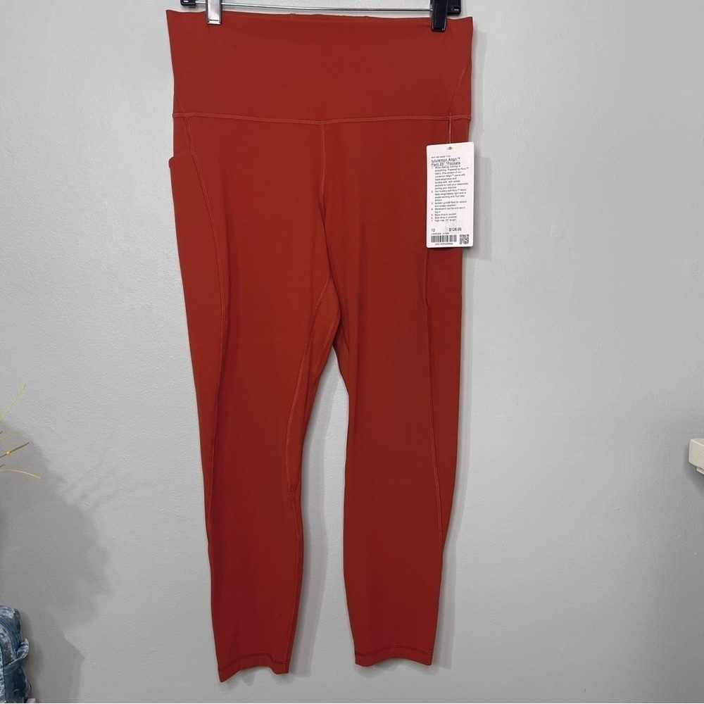 Lululemon Align High Rise Pants Leggings with Pockets Cayenne Orange 12 14 NWT - Picture 4 of 12